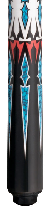 Lucky L81 No Wrap Pool Cue - Black with Blue / Red / White Graphic