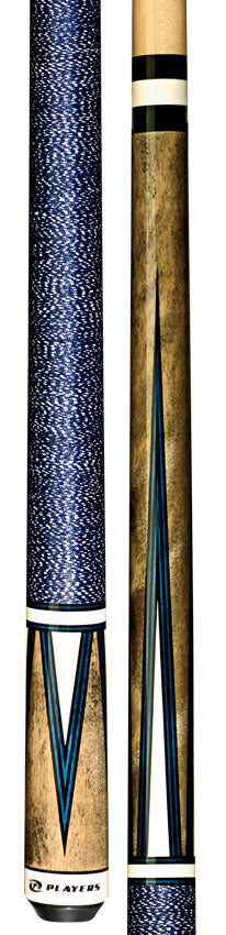Players C810 Classic Series Pool Cue - Smoke Grey Stained 4 Point Graphic