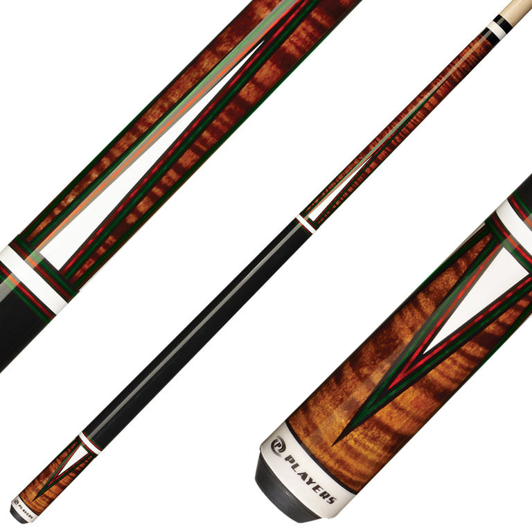 Players C-811 Classic Cue - Antique Brown Maple with 4 Overlay Points