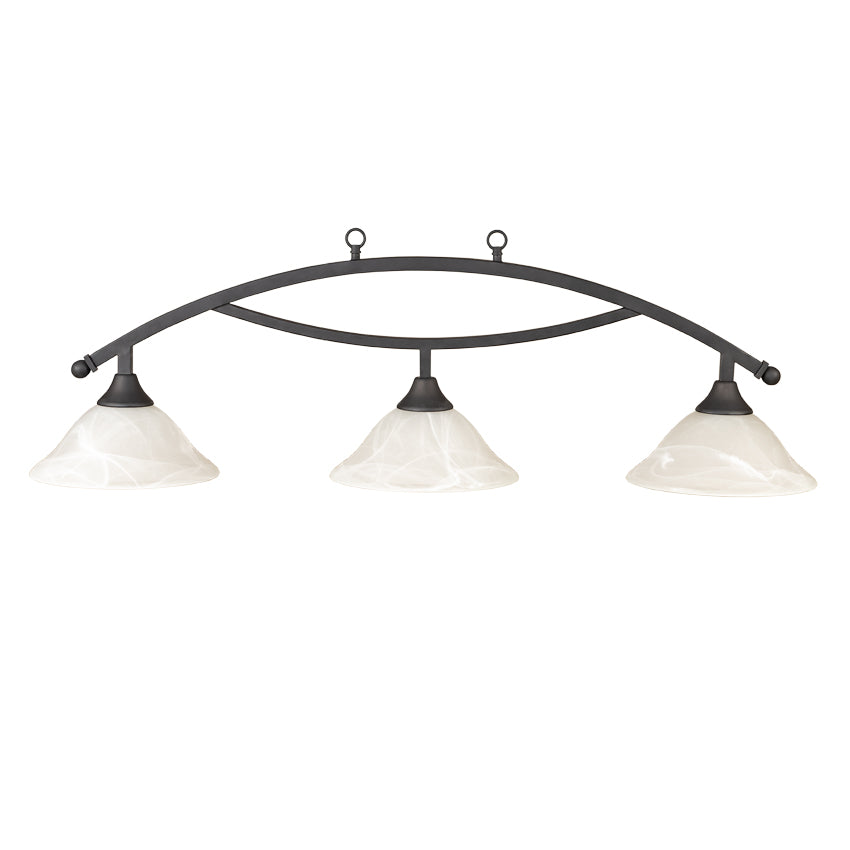Presidential Billiards Contemporary Pool Table Light - Matte Black with Frosted White Glass Shades