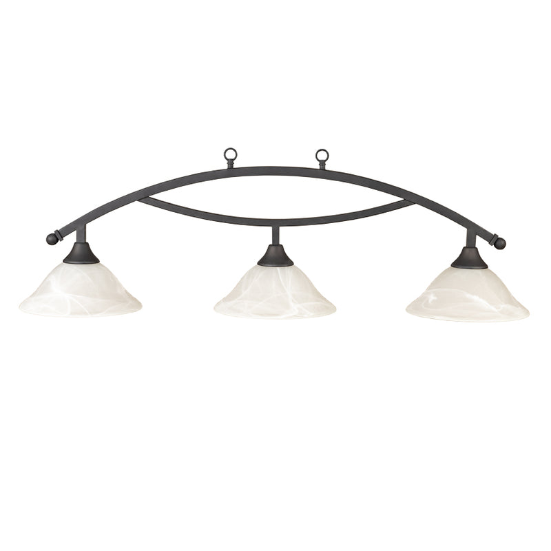 Presidential Billiards Contemporary Pool Table Light - Matte Black with Frosted White Glass Shades