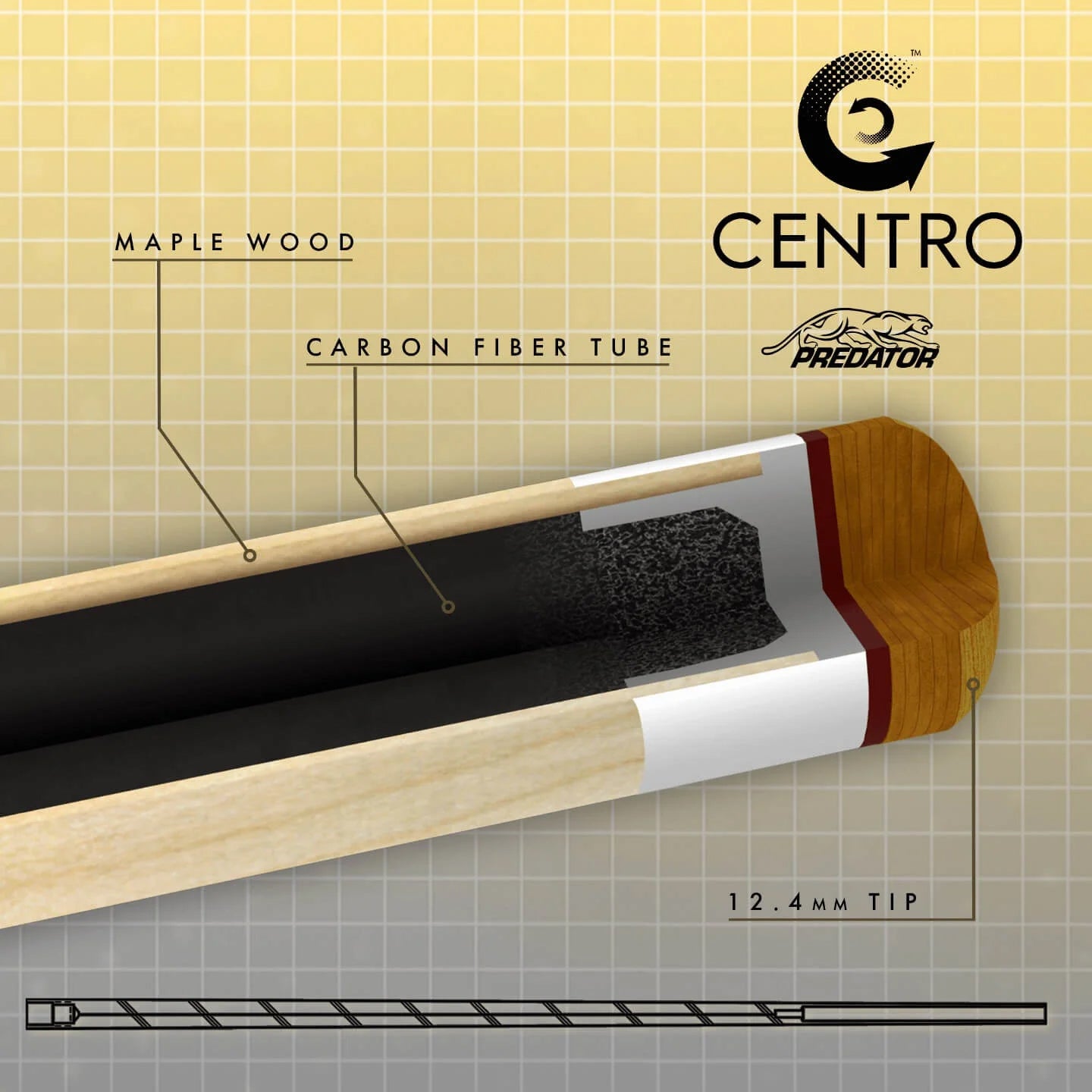 Predator PRECTR124UNI Centro Hybrid Shaft - Uni-Loc Thin Black Collar