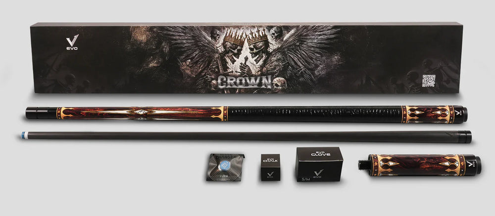 EVO Crown Series Ancient Oak Leather Wrap Pool Cue Maxbing Edition