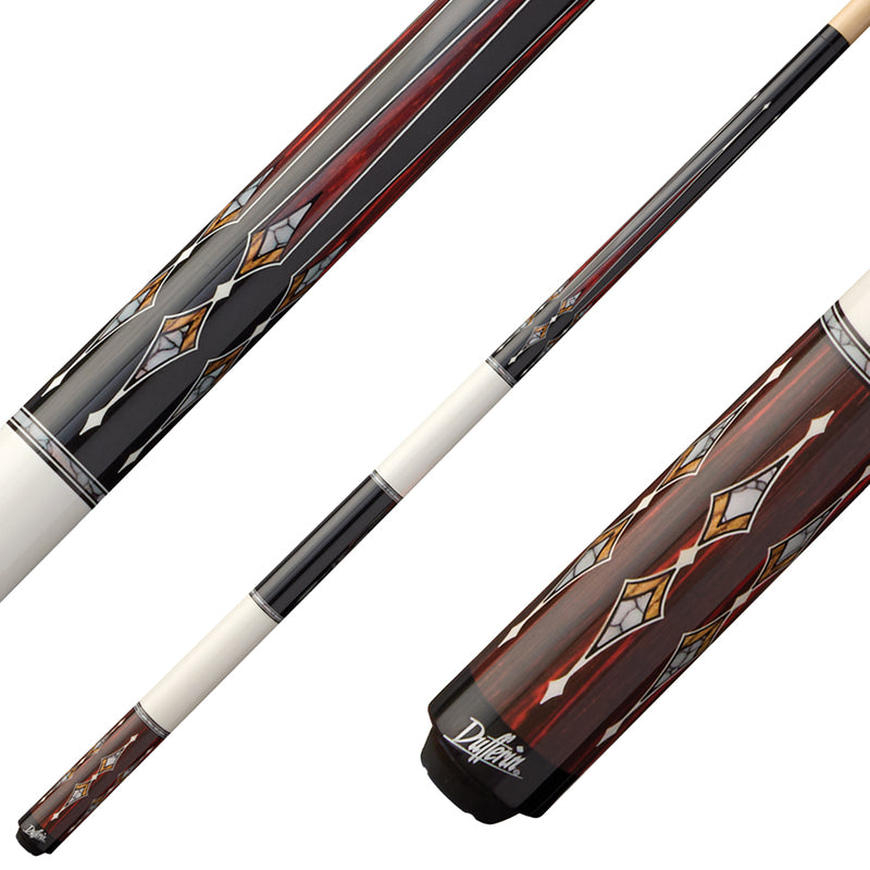 Dufferin D402 Wrapless Pool Cue - Black/White and Rengas Wood Graphic