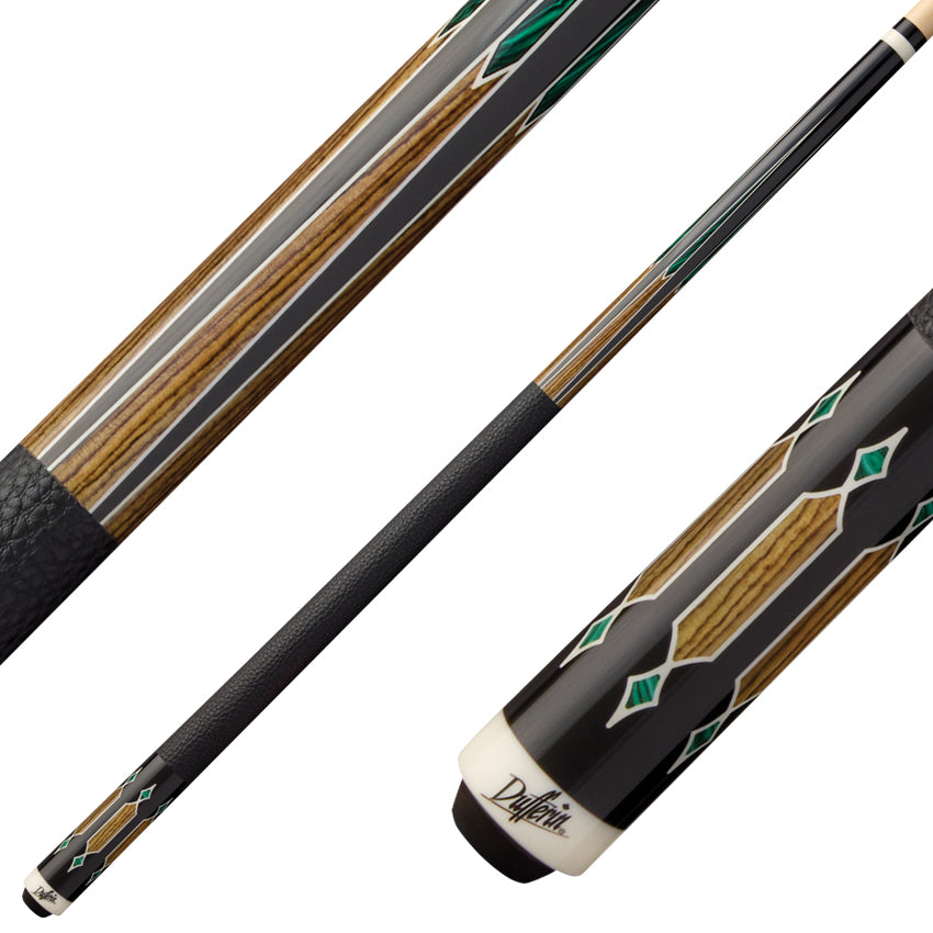 Dufferin D502 Pool Cue with Embossed Leather Wrap - Malachite Crown