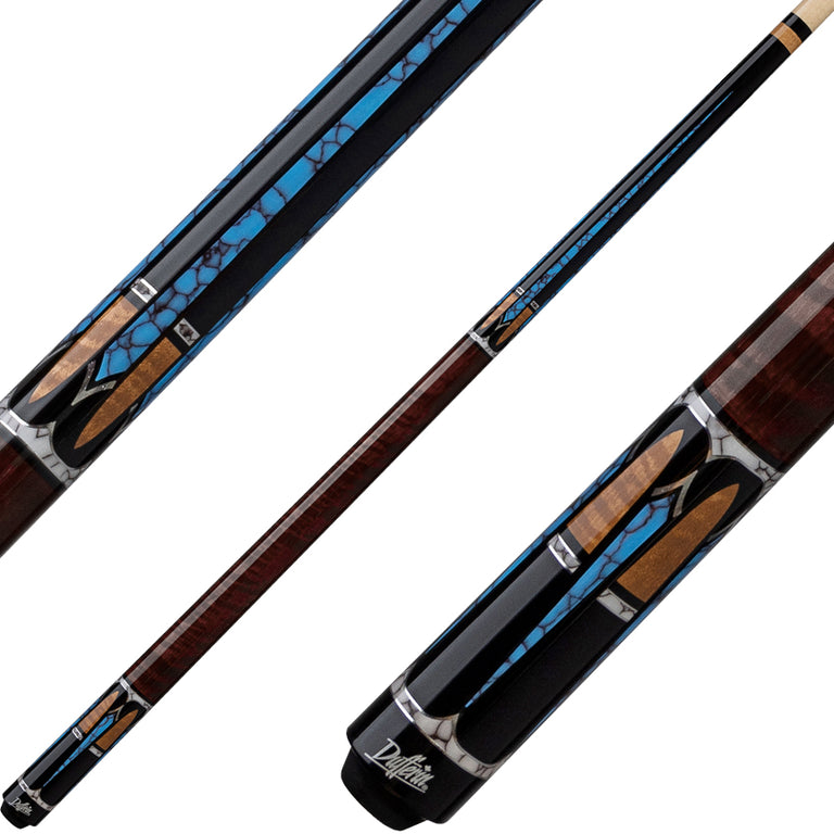 Dufferin D-546 Pool Cue - Coffee Stain Curly & Blue Recon