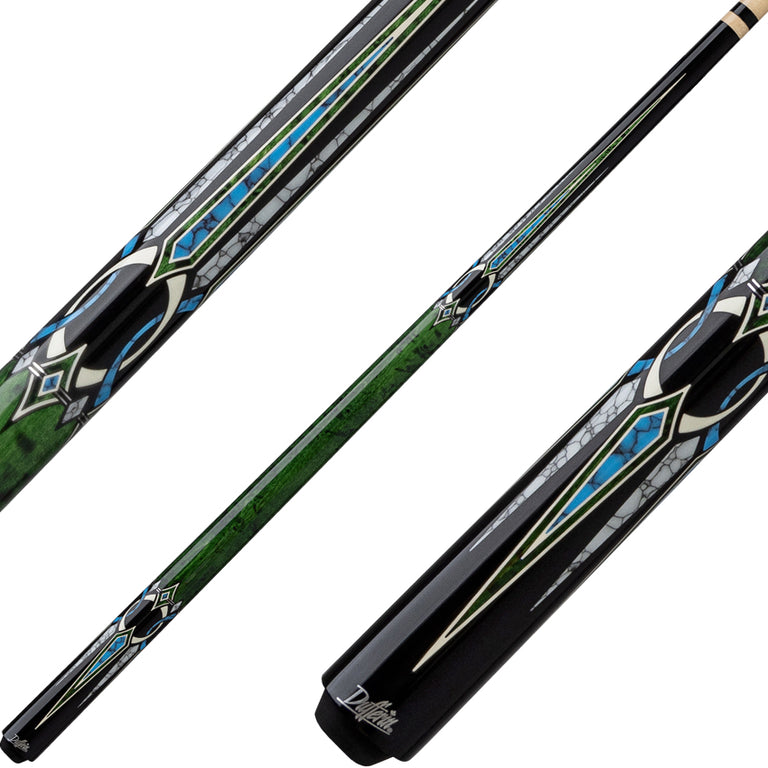 Dufferin D-547 Pool Cue - Green Stain Curly & Blue Recon