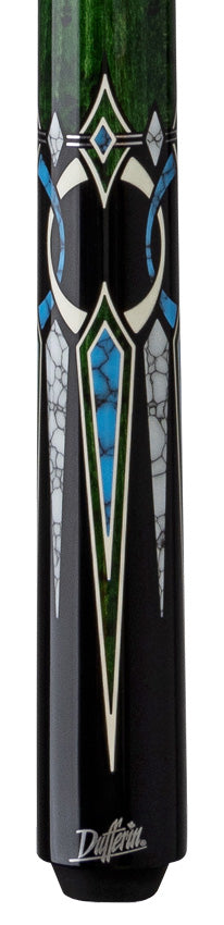 Dufferin D-547 Pool Cue - Green Stain Curly & Blue Recon