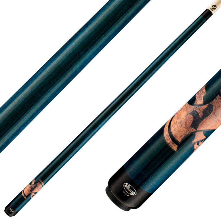 Viking DE0108 De-Cues Series Play Cue - Viking Teal Stained Northwood Maple with Axe