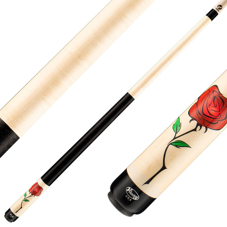 Viking DE0300 De-Cues Series Play Cue - Natural Stained Northwood Maple with Wild Rose Graphic