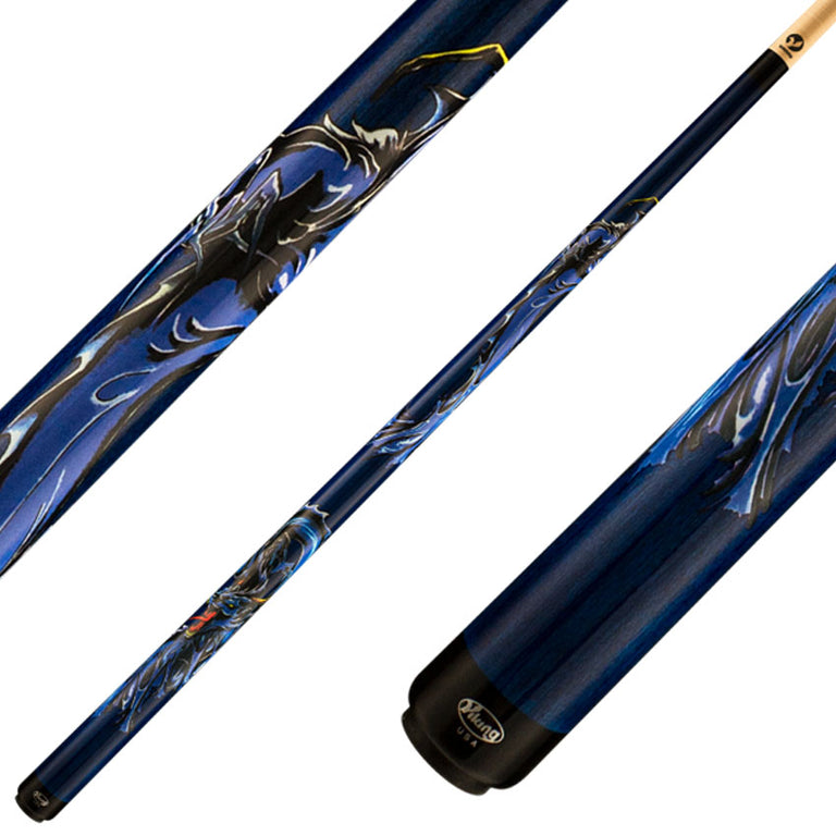 Viking DE0507 De-Cues Series Play Cue - Blue Stained Northwood Maple with Blue Dragon