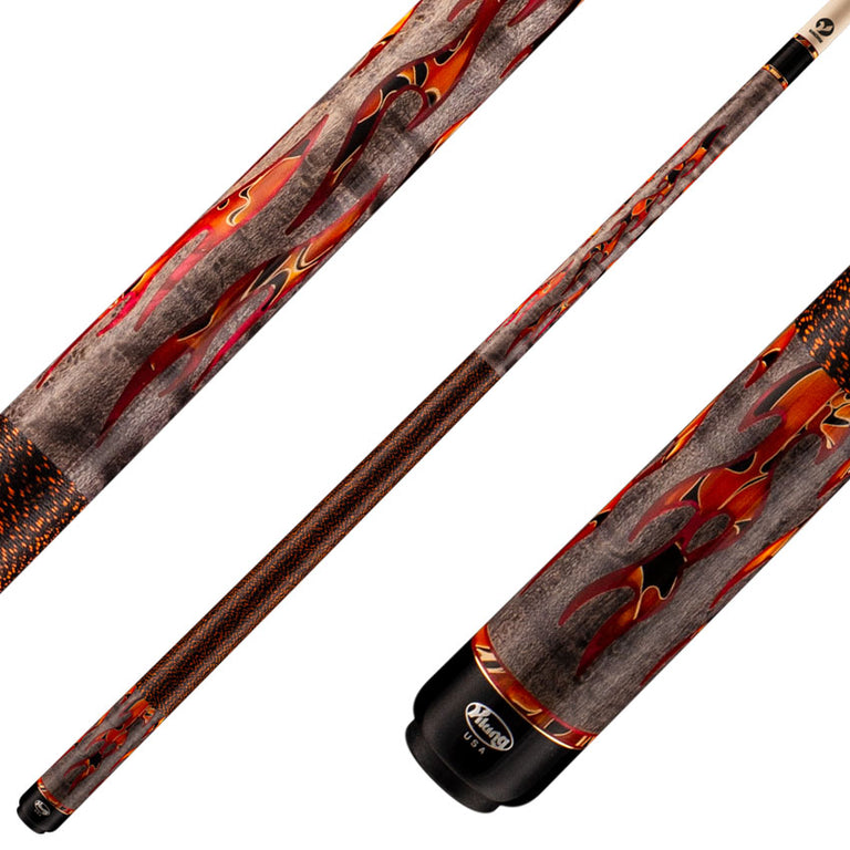 Viking DF0411 Defender Series Play Cue - Smoke Stained Birdseye Maple with Raging Fury and Red Premium Pearl Inlays