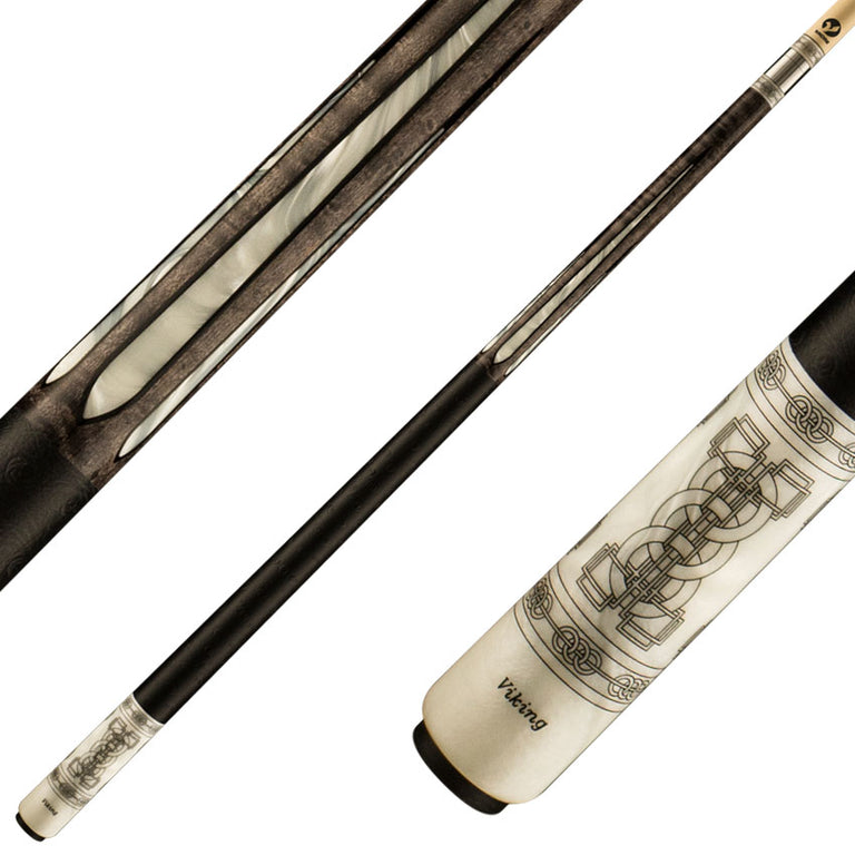 Viking DF0911 Defender Series Play Cue - Premium Smoke Stained Birdseye Maple with White Pearl and Black Inlays