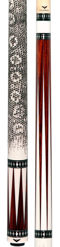 Cueroc CR-B05 Pterosaur Pool Cue - Rengas with White Juma Points and Ring-Tailed Lizard Wrap