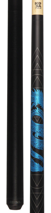 KODA KDV15BL No Wrap Pool Cue - Blue Dragon Graphic