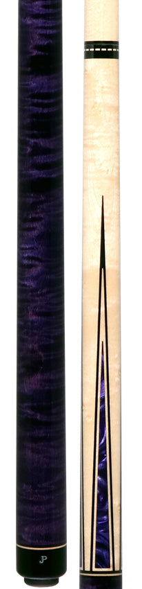 J Pechauer JP08T JP T Series No Wrap Pool Cue - Natural-Stained Maple with Purple Point Inlays