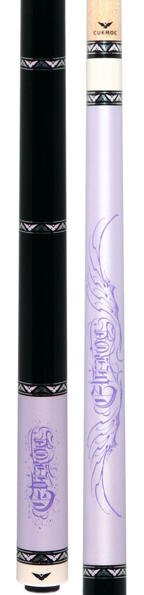 Cueroc CR-D04 Goth 2 No Wrap Pool Cue - Purple with Silver Graphic