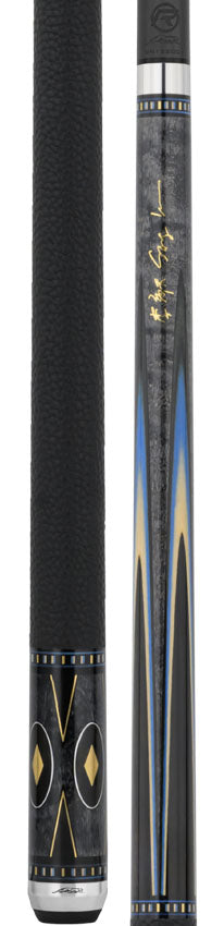 Predator Sang Lee 2-5 Gray-Stained Birdseye Maple with Black / Blue / Maple / Ebony Butterfly Points Special Edition Limited Pool Cue - Radial with Luxe Leather Wrap