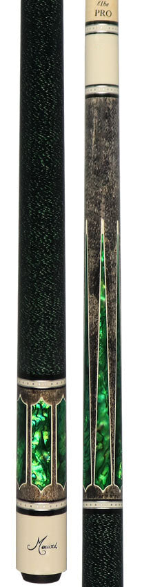Meucci Century Series 2020GYGRBKGRP Pool Cue - Gray with Green Pearl and Black/Green Wrap with Pro Shaft
