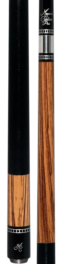 Meucci Exotic Wood Series EWSZWC Pool Cue - Zebrawood with Lizard Leather Wrap and Carbon Shaft