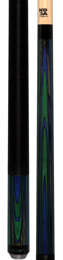 KODA Violet Blue and Green Laminate Pool Cue with Linen Wrap