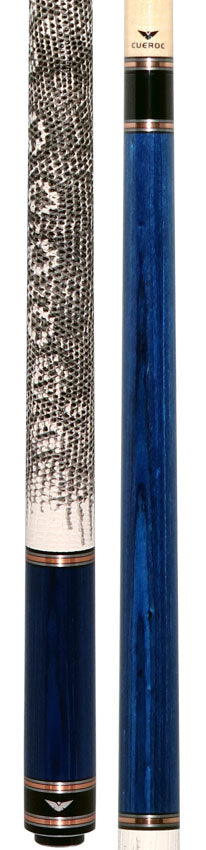 Cueroc CR-N04 Galaxy 4 Pool Cue - Blue Stained Dymond Wood with Ring-tailed Lizard Wrap