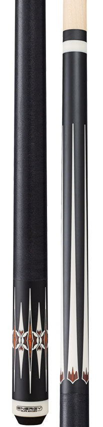Players HC21 Energy Series Pool Cue with Black Linen Wrap - Matte Black with White and Cocobolo Graphic