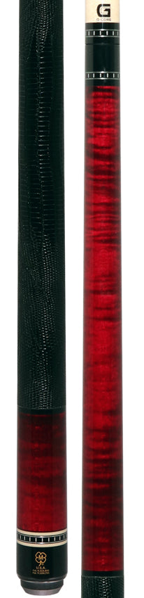 McDermott H651 H-Series Pool Cue - Burgundy Stained Curly Maple with Embossed Lizard LeatherWrap