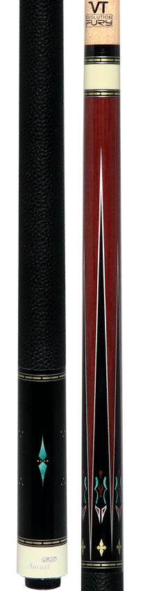 Fury VT4 Graphic Pool Cue with Pebble Grain Leather Wrap