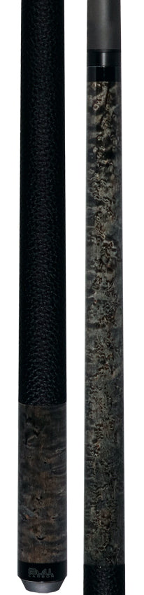 Bull Carbon Gray-Stained Birdseye Maple Play Cue with Textured Leather Wrap