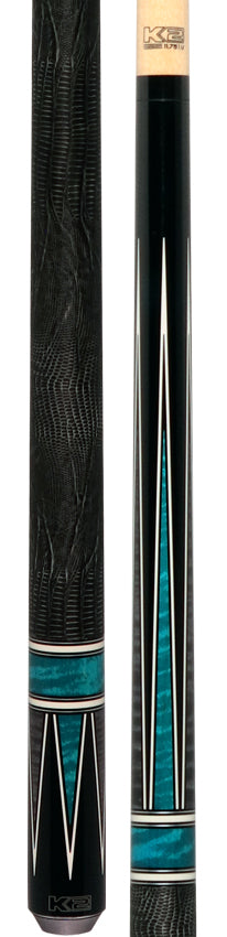 K2 KL190TL Black/Grey/Teal 4 Point Graphic Pool Cue with 11.75mm LD Shaft