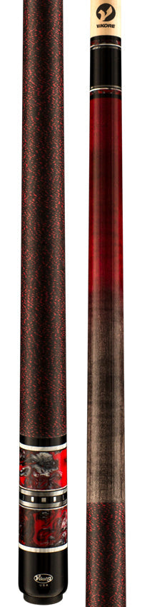 Viking TW0216 Twilight Series Play Cue - Smoke and Crimson Faded Stained Curly Maple with Crimson Storm Premium Pearl