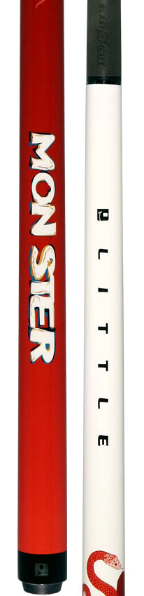 Little Monster LMCS No Wrap Play Cue with Carbon Fiber Shaft - White with Red Snake Graphic