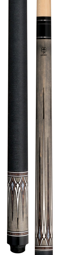 Lucky L79 Pool Cue - Gray Maple with Snakewood Graphic Points and Irish Linen Wrap