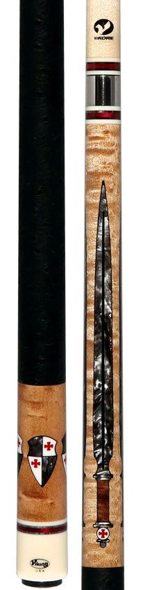 Viking  DF0804 Defender Series Pool Cue - Maple with Smoke Sword Points and Shield Inlays