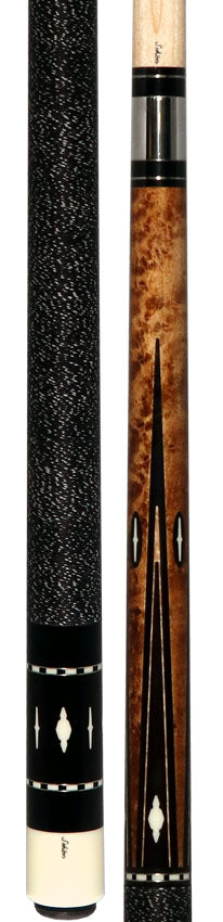 Schon STL11BK STL Series Pool Cue - Dark Stained Birdseye Maple with Black Butt Cap
