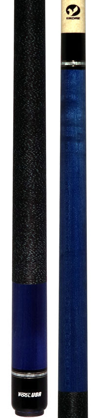 Viking UPUSA005 Ultimate Pool USA Range Series Pool Cue - Ocean Blue Stained with Black and Blue Linen Wrap