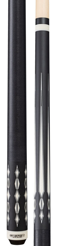 Players HC20 Energy Series Pool Cue with Black Linen Wrap - Matte Black with White and Silver Graphic