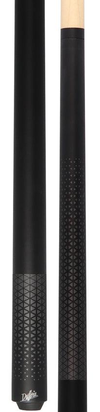 Dufferin D347 No Wrap Pool Cue - Matte Black with Gunmetal Triangle Design Graphic