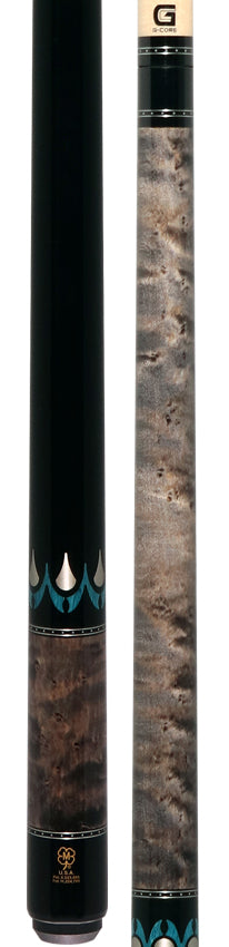 McDermott H650 H-Series No Wrap Pool Cue - Gray Stained Birdseye Maple Forearm with Black Urethane Wrap Handlle