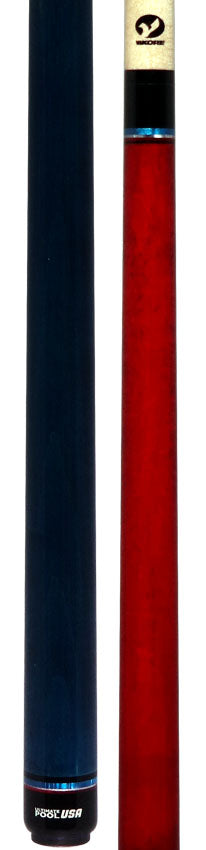 Viking UPUSA002 Ultimate Pool USA Range Series No Wrap Pool Cue- Crimson Red and Ocean Blue Faded Stain