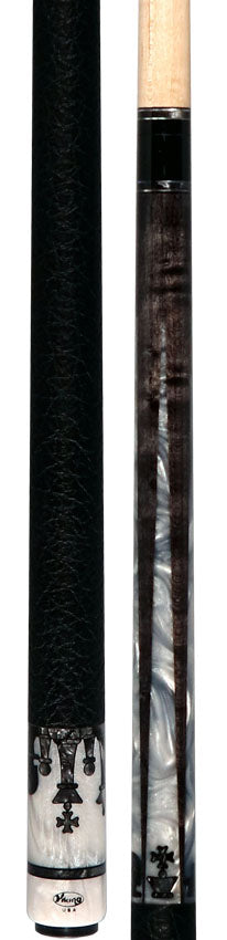 Viking DF1211 Defender Series Pool Cue - Smoke Gray with White Pearl Points and Smoke Pearl Chess Inlays
