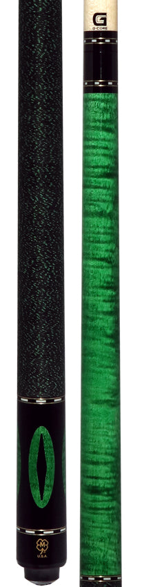 McDermott Emerald Green Stained Curly Maple Forearm and Inlays Cue of the Month with G-Core Shaft
