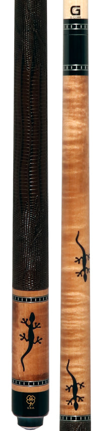 McDermott G516 G Series Pool Cue - Curly Maple with Juma Gecko Inlays and Lizard Leather Wrap