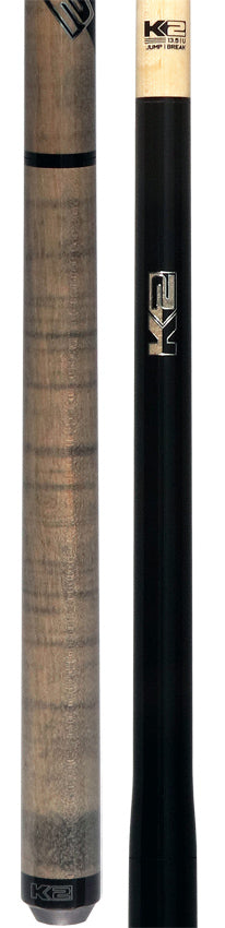 K2 Black and Gray Curly Maple 6 in 1 No Wrap Break/Jump Pool Cue