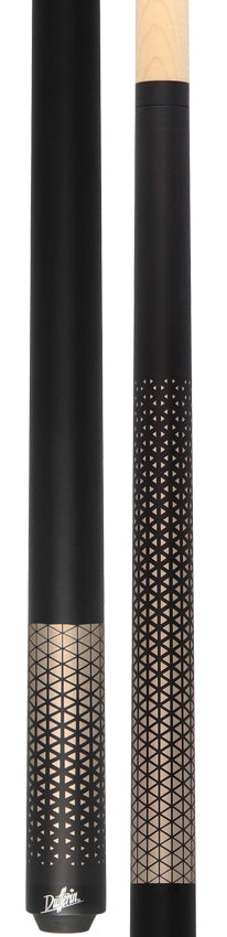 Dufferin D348 Pool Cue - Matte Black with Gold Triangle Design Graphic
