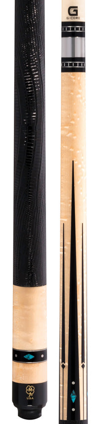 McDermott G433 G Series Pool Cue - Birdseye Maple with Black Urethane Points and Lizard Leather Wrap