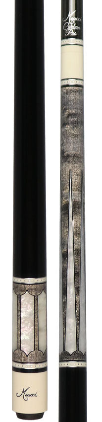 Meucci Century Series 2020GYMOPBKC Pool Cue - Gray - Mother of Pearl - Black Wrap with Carbon Shaft