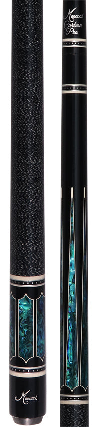 Meucci Ultra Piston 4 Ebony Stain with Abalone Points Pool Cue with Pro Carbon Shaft - UP-4MC