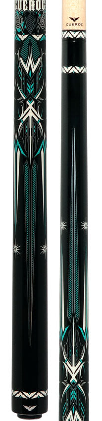 Cueroc CR-D02 Storm 2 Black and Green Graphic No Wrap Pool Cue